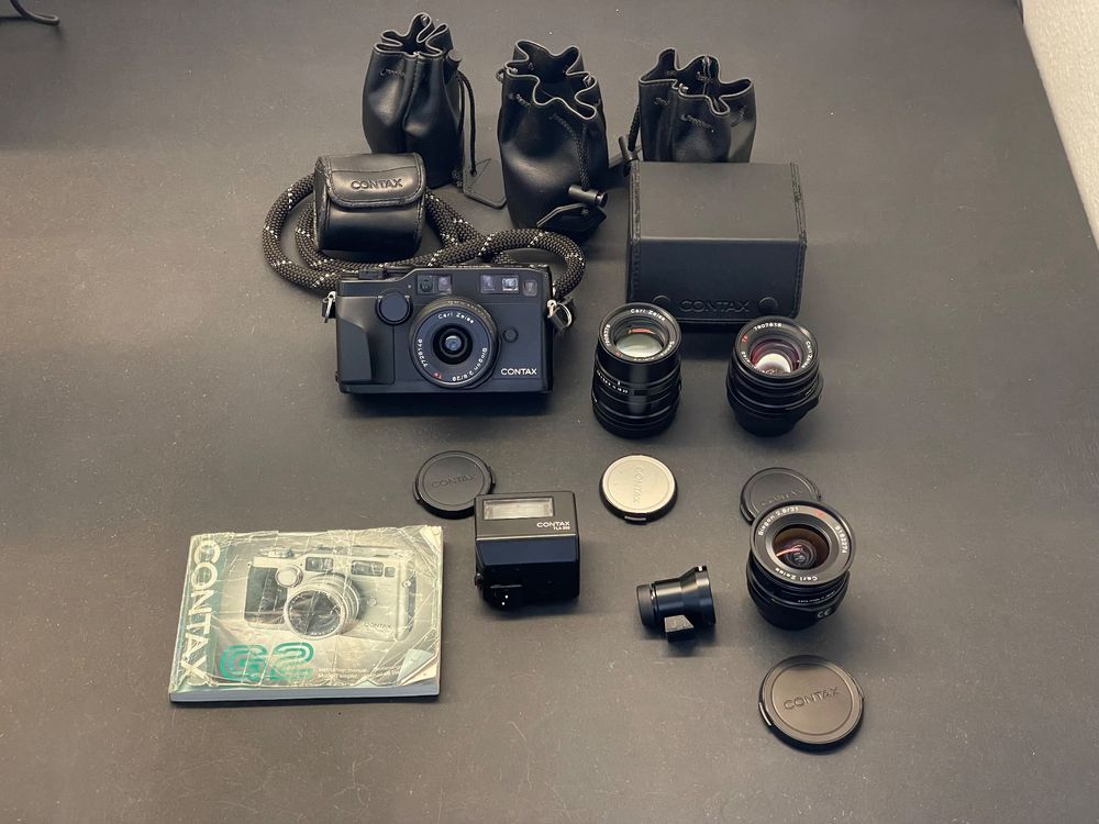 Appareil Photo Argentique Contax G2 Avec Flash TLA 200 Et Objectif Planar 2/35 - Occasion Fonctionnel