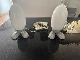 Zwei Lustige Tischlampen Design Figur weiss grau gebraucht