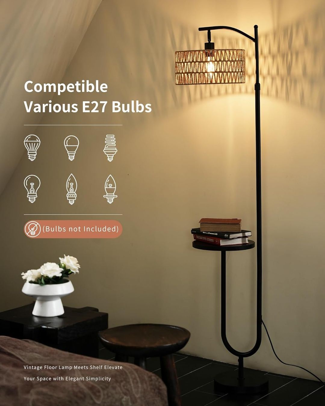 Lampade: Stehlampe Wohnzimmer Vintage Rattan – Nuovo e nell'imballaggio originale da Gränichen venduto da omniadeals