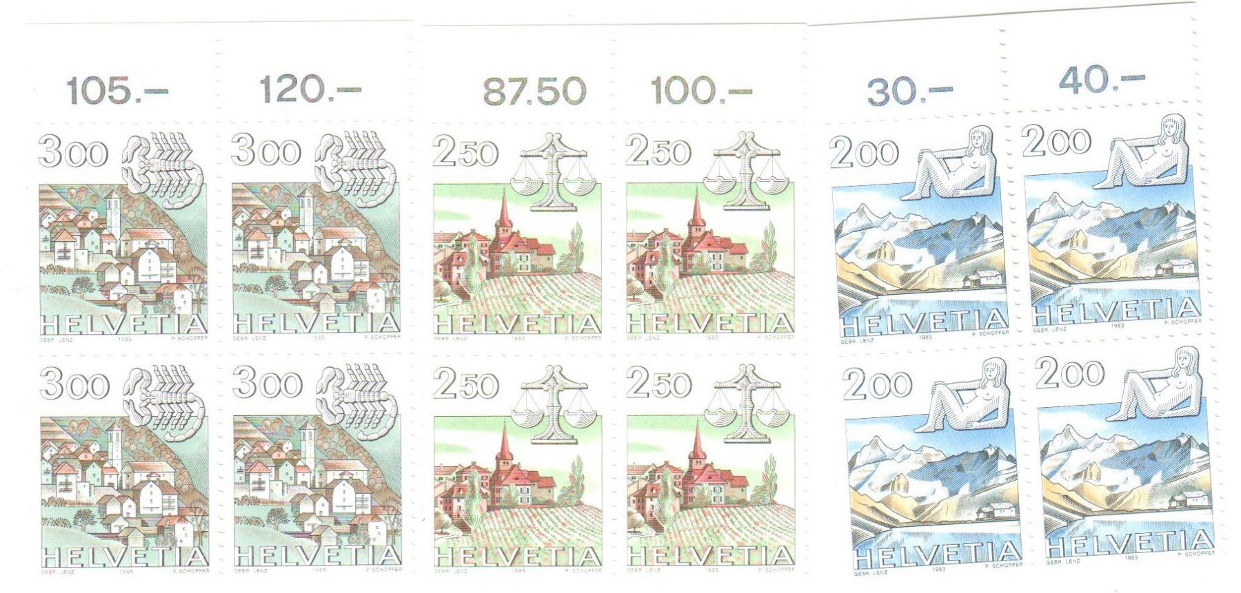 Tous les timbres: TIERKREISZEICHEN 4-BLOCKS – D'occasion à Glattfelden par Schmue23