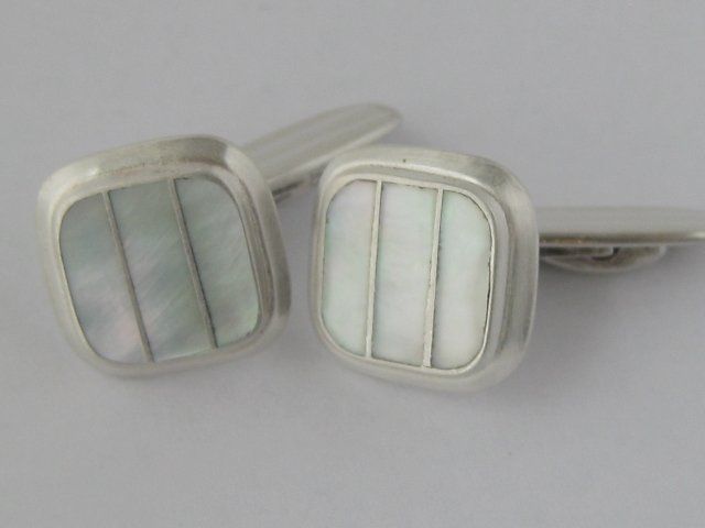 Gemelli: Vintage Manschettenknöpfe Silber 835 Perlmutt – Usato da Ermatingen venduto da Decovin 3