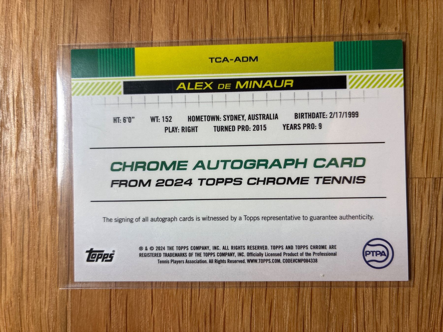 Panini Carte collezionabili: Topps Chrome Alex de Minaur Autogramm – Usato da Wangenried venduto da Garagara 1