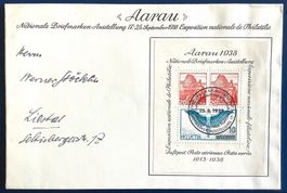 1938 Aarau Block auf Brief nach Liestal