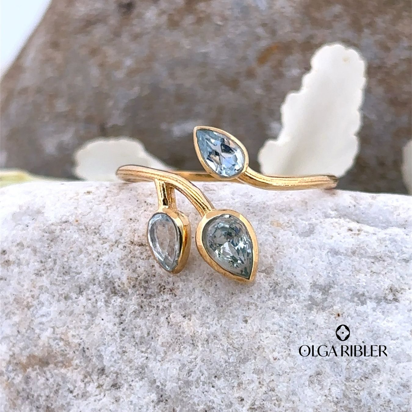 Olga Ribler Anelli: Feiner Silber Ring 925 mit 3 Topasen  Grösse 53 – Nuovo (secondo la descrizione) da Luzern venduto da Schmuckoutlet 1