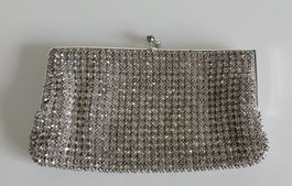 Vintage Strass Abendtasche / Clutch – Silber Funkelnd