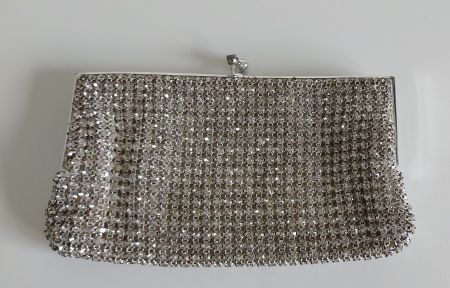 Vintage Strass Abendtasche / Clutch – Silber Funkelnd