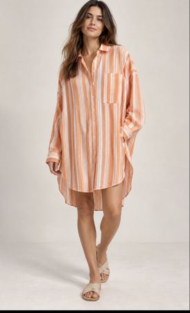 Robe chemise Lemlem x H&M rayée orange, taille XS/S