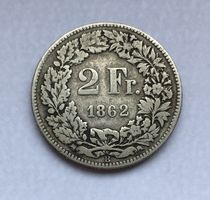 1862 2 Franken Silber