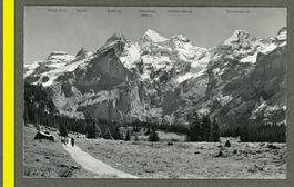 AK sw Kandersteg BE ,Oeschinen,beschriftete Berge ≈ 1961