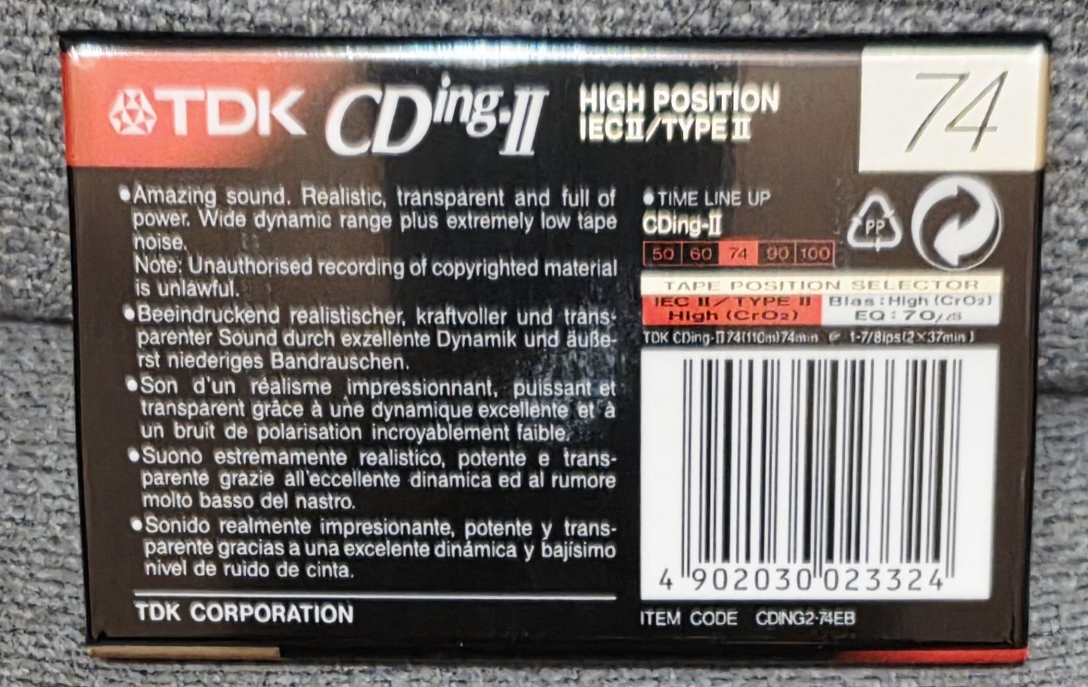 Musicassette: TDK"CD-ing II 74" top premium chrome – Nuovo e nell'imballaggio originale da LAUSANNE venduto da Mistersound 1