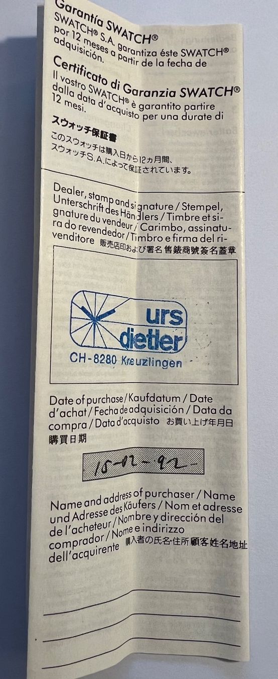 Swatch Orologi: VINTAGE - SWATCH GB 143 “EAN CODE” (1992) – Nuovo e nell'imballaggio originale da Thalheim AG venduto da Cox-51 5