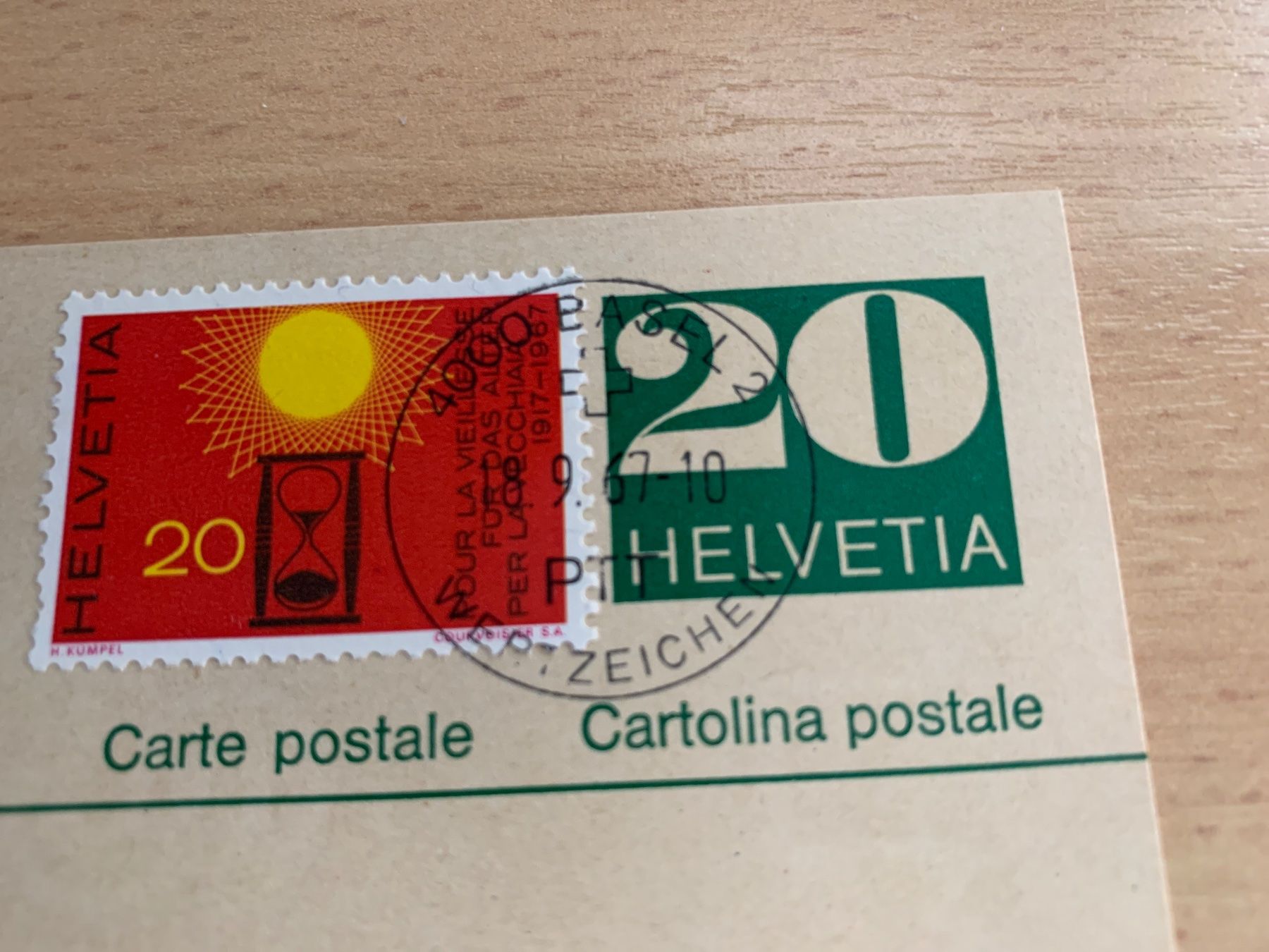 Tutti i francobolli: Alte Postkarte mit 20 Rappen PTT Wertzeichen – Usato da Ibach venduto da lisch3 2