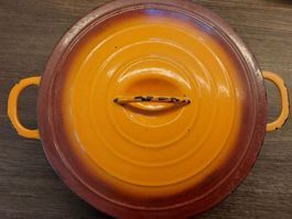 Bräter orange rund mit Deckel 76 - 20 Clus von Roll Vintage
