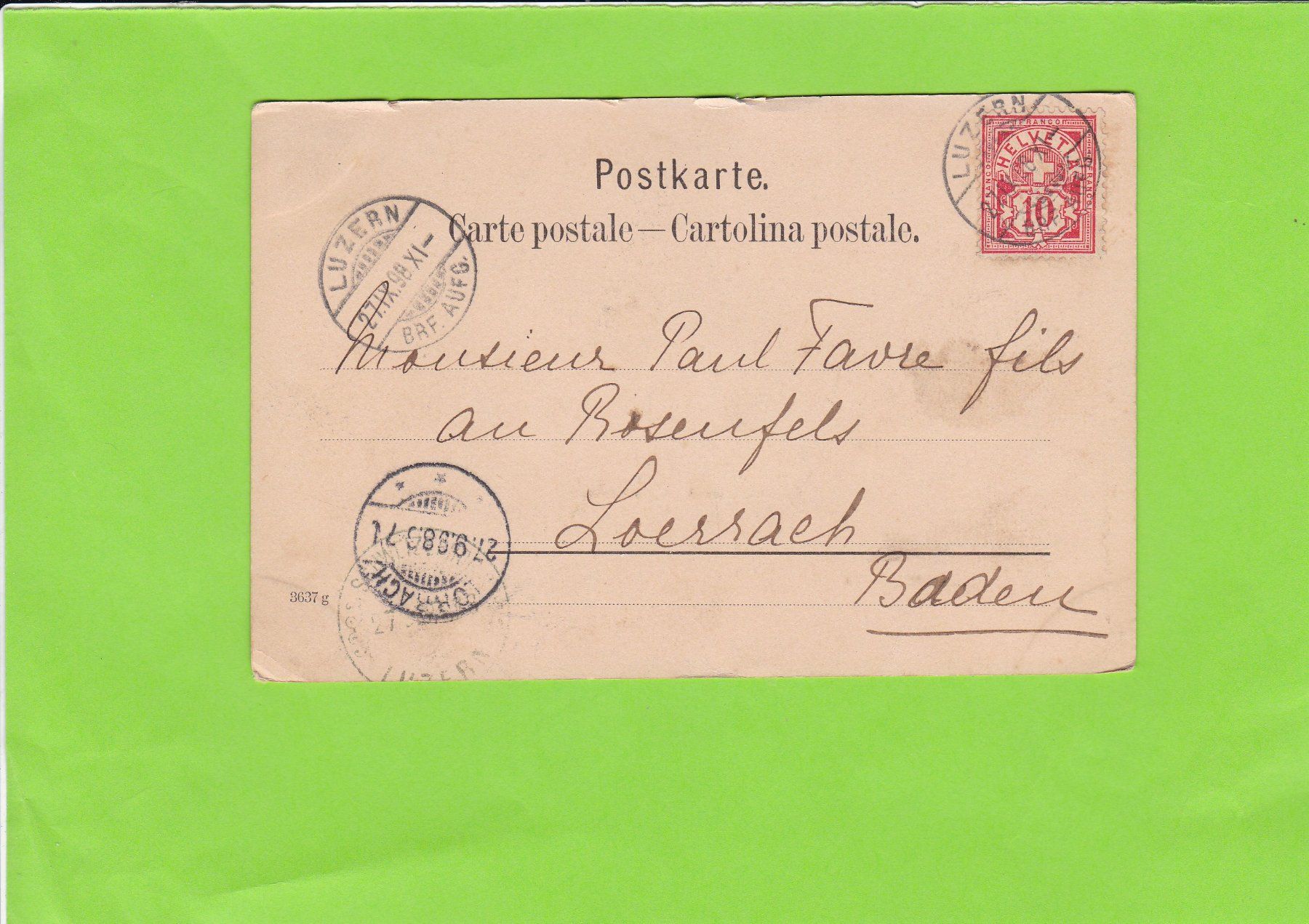 Cartoline postali: Gruss aus Luzern--1898 versendet – Usato da St. Peterzell venduto da neckertal 1