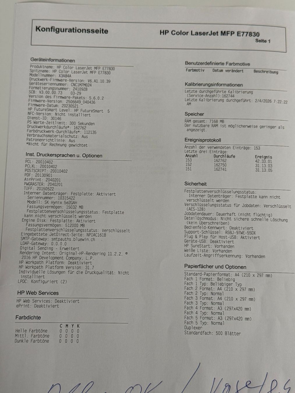 Hewlett Packard Stampanti: HP Color LaserJet MFP E77830 –A3, Farb Multifunktionsdrucker – Usato da Dottikon venduto da refurbished-IT 4