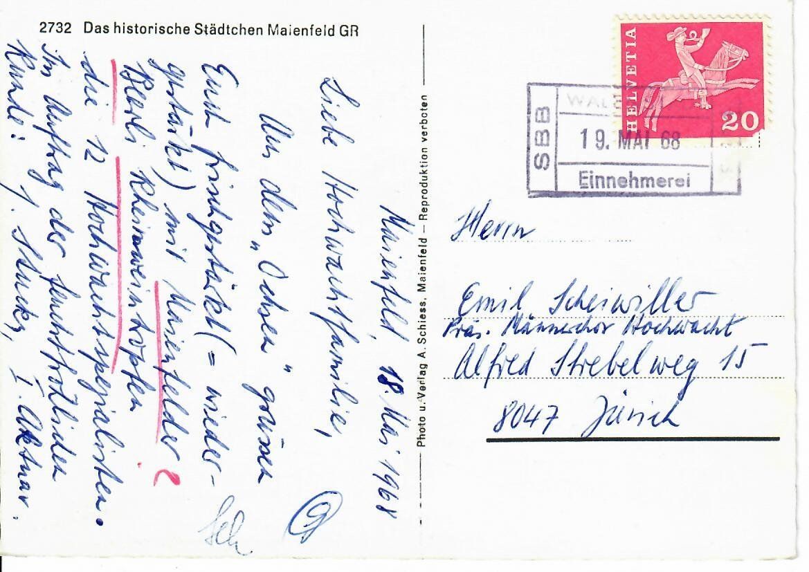 Ansichtskarten: Maienfeld - Bahnpost – Gebraucht aus Hochdorf von Ziegel-16 1
