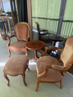Antique French Chairs & Side Table Set - Vintage Charm
