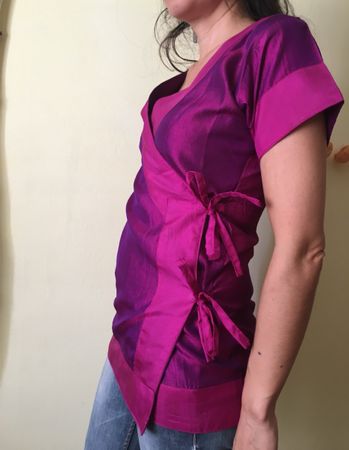 Wickelbluse Seide kurzarm S