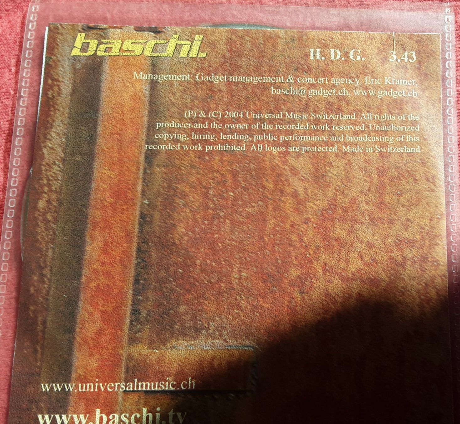CD: Baschi - H.D.G. - Original CH-Single CD - "promo"/DJ/Hits – Usato da Bremgarten AG venduto da musiccollector 1