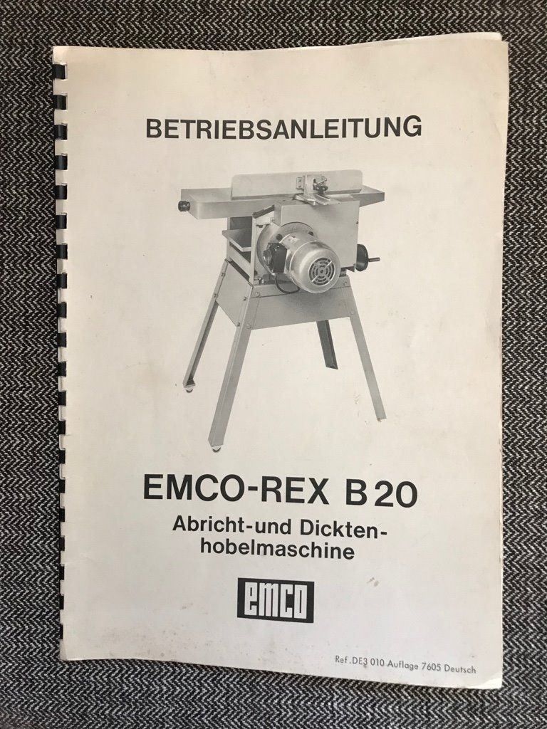 Sonstiges zum Sammeln & Seltenes: EMCO-REX B20 Betreibsanleitung – Gebraucht aus Neunkirch von