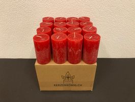 Kerzen Box mit 16 Kerzen a je 13 x 7 cm und je 450g,hellrot