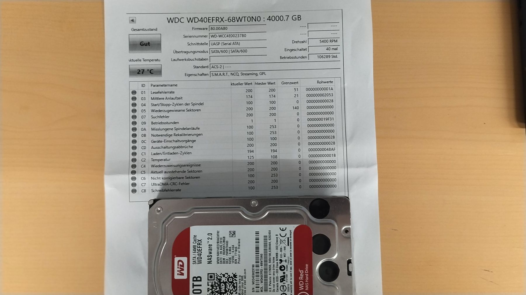 Western Digital Dischi rigidi: WD 4TB NAS Hard Drive WD40EFRX gewipt – Usato da Wallisellen venduto da mic_gg2g 1