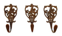 3 Stück edle « Hl. Georg »  Wandhaken aus Messing - 13.0cm