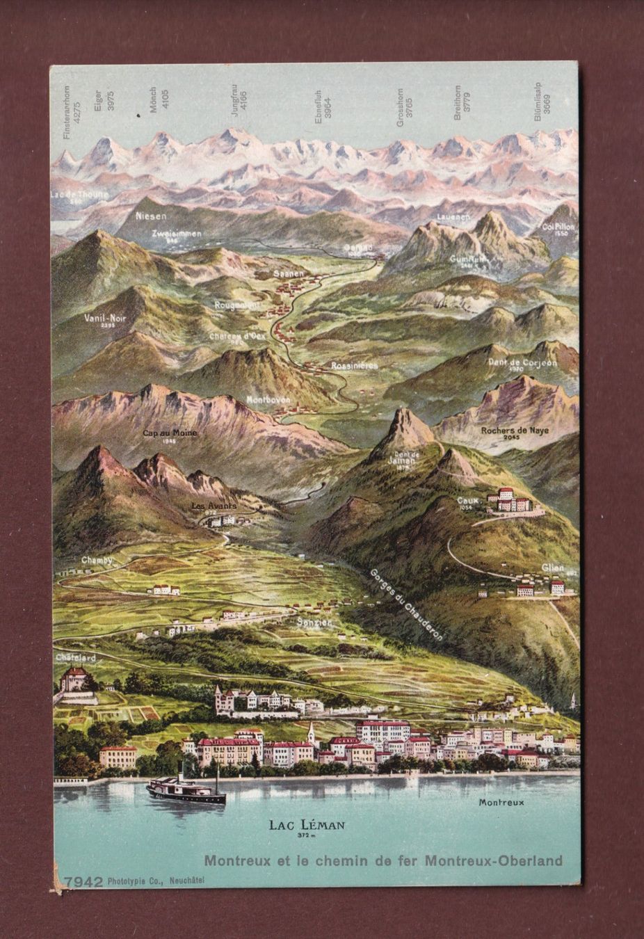 Cartoline postali: MONTREUX et trajet du MOB – Usato da Pully venduto da nicecards