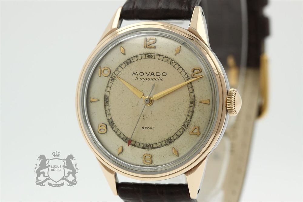 Montre Vintage MOVADO Tempomatic 16101 - Années 50 - Mécanique Automatique - Cadran Beige - Occasion Révisée