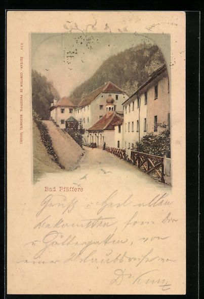 Cartoline postali: Bad Pfäffers, Strassenpartie mit Kapell – Usato da Berlin venduto da bartko-reher