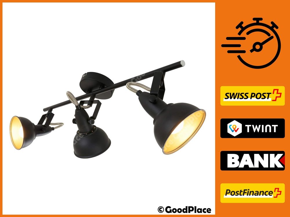 Bioledex Deckenlampe 3x E27 Schwarz Metall