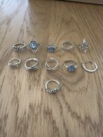 Ring Set 11-teilig silberfarben mit Steinen Neu