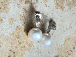 Elegante Suesswasser Perlenohrringe 925 Silber Neuwertig!