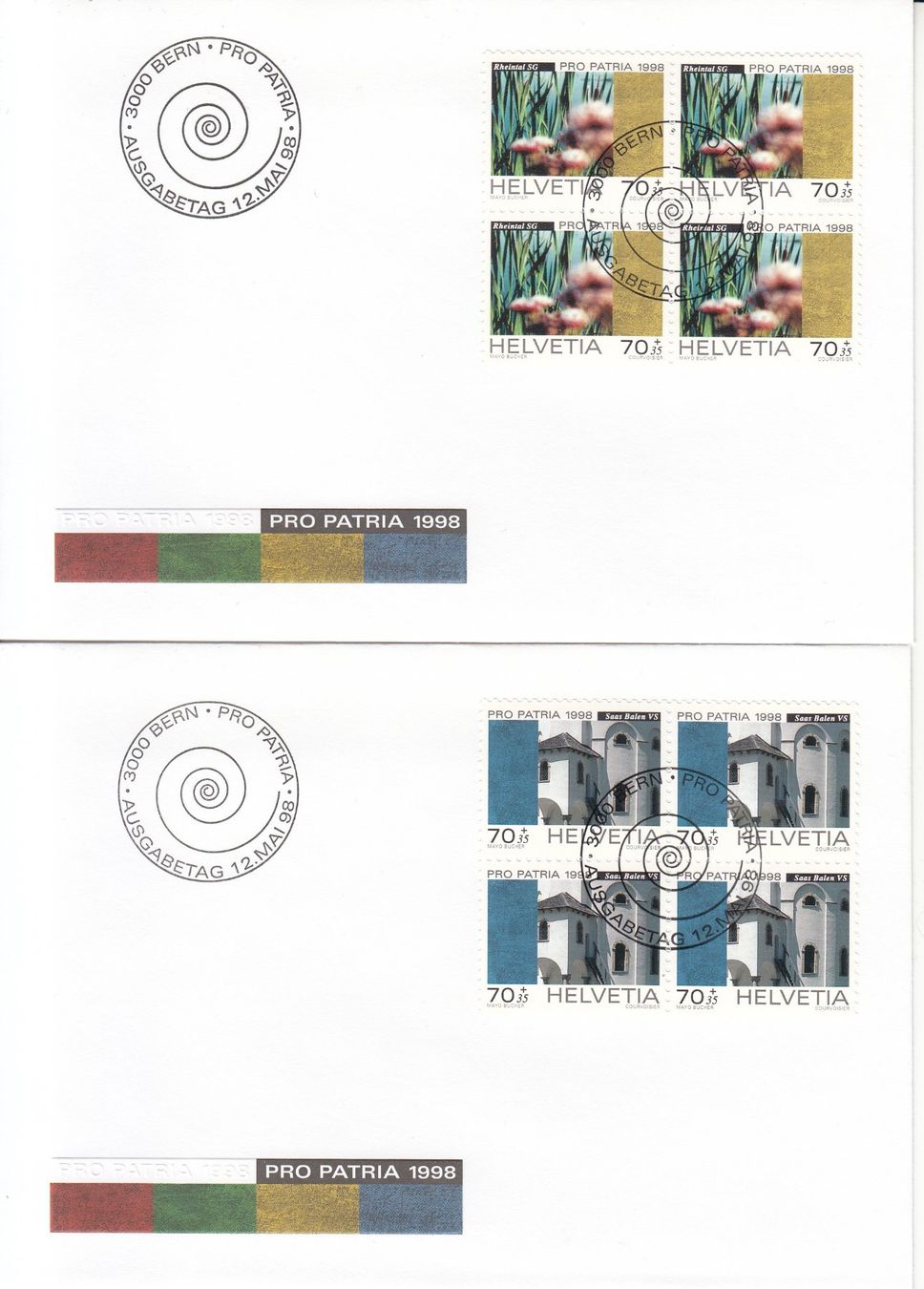 Alle Briefmarken: SBK B259 - B263 im 4er-Block FDC – Gebraucht aus Bürglen TG von StampGraf 1