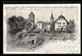 Aarberg, Kirche und Amtshaus, 1900