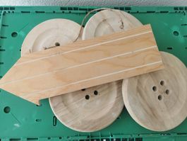 Holz Deko Set: Knöpfe und Pfeil, Natur, zum Basteln!