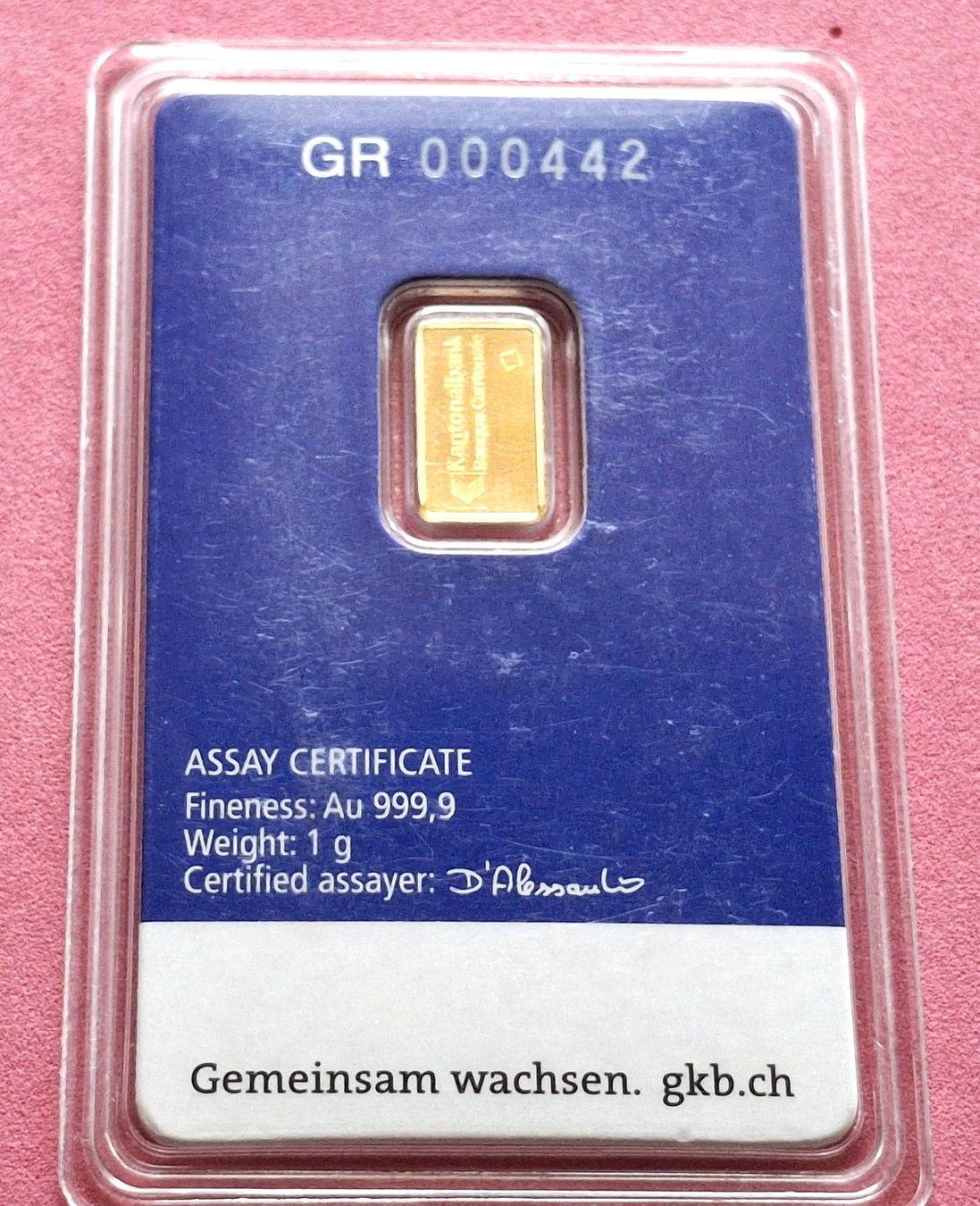 Metalli preziosi: GKB - 1 GRAMM - N° 442 – Usato da Boniswil venduto da dpd4coins 1