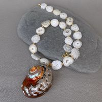 Druzy Achat Muschel Halskette Collier Coquillage Agate 48cm