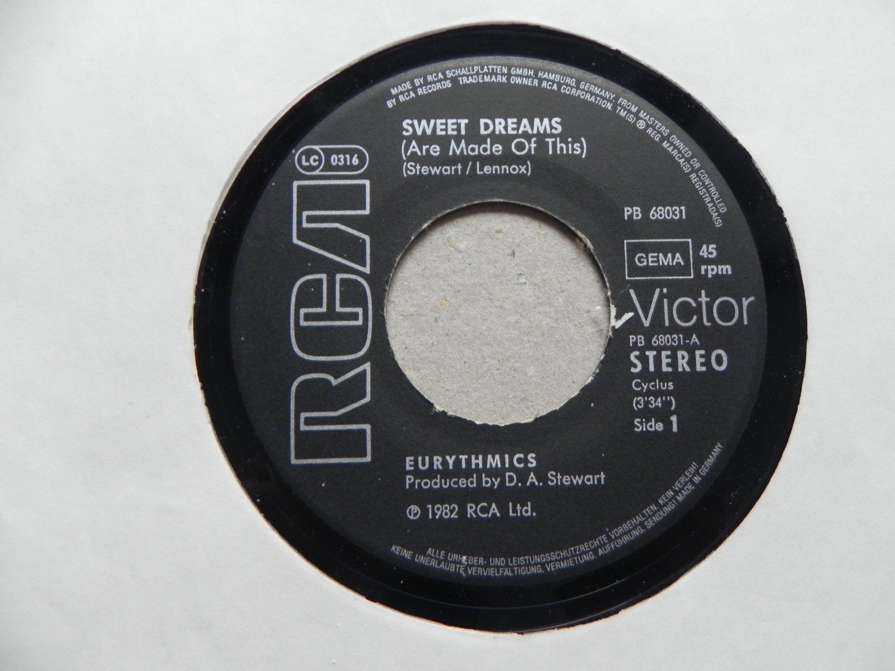 Dischi in vinile: Single brit. Pop Duo Eurythmics 1982 Sweet Dreams – Usato da Siebnen venduto da krimsie 2