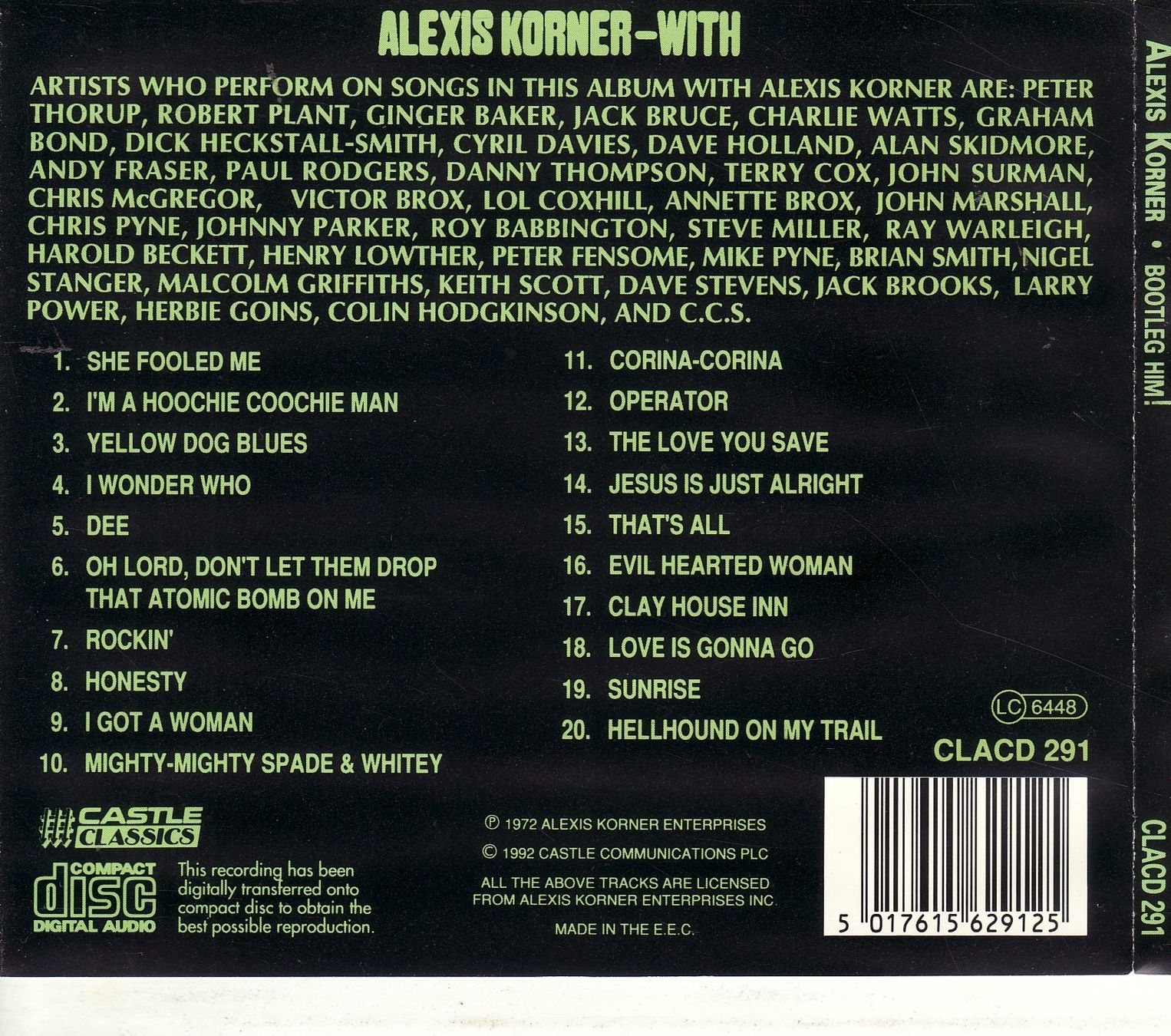 CD: Alexis Korner – Bootleg Him! – Usato da Boussens venduto da catfood01 1
