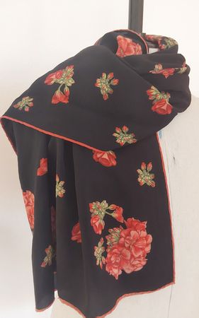 Seidenfoulard fabric frontline Motiv Geranien Vintage