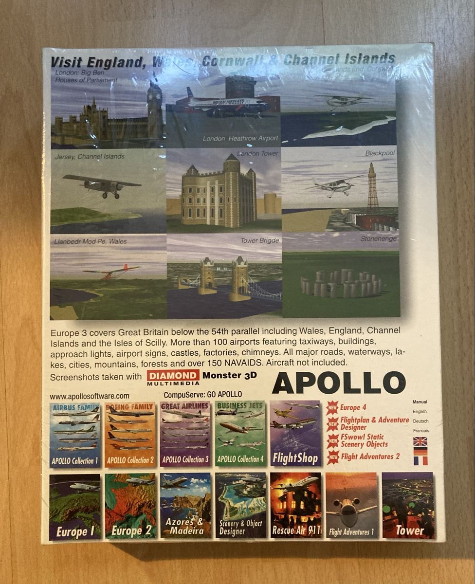 Microsoft Giochi: Neu OVP Europe 3 Scenery for Microsoft Flight Simulator 1997 – Nuovo e nell'imballaggio originale da Rombach venduto da polymerase01 1