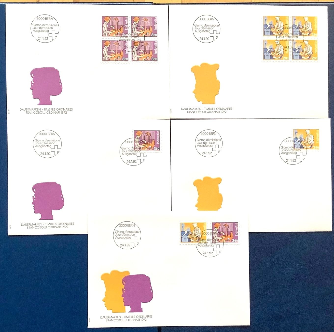Tutti i francobolli: 1992 / Div. FDC Mensch-Beruf Koch / Apothekerin – Nuovo (secondo la descrizione) da Liestal venduto da Pep3