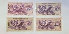 4x 10.- Franken Banknote 5. Serie Gottfried Keller