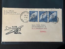 UNO Luftpost Brief 1954 von New York nach Deutschland