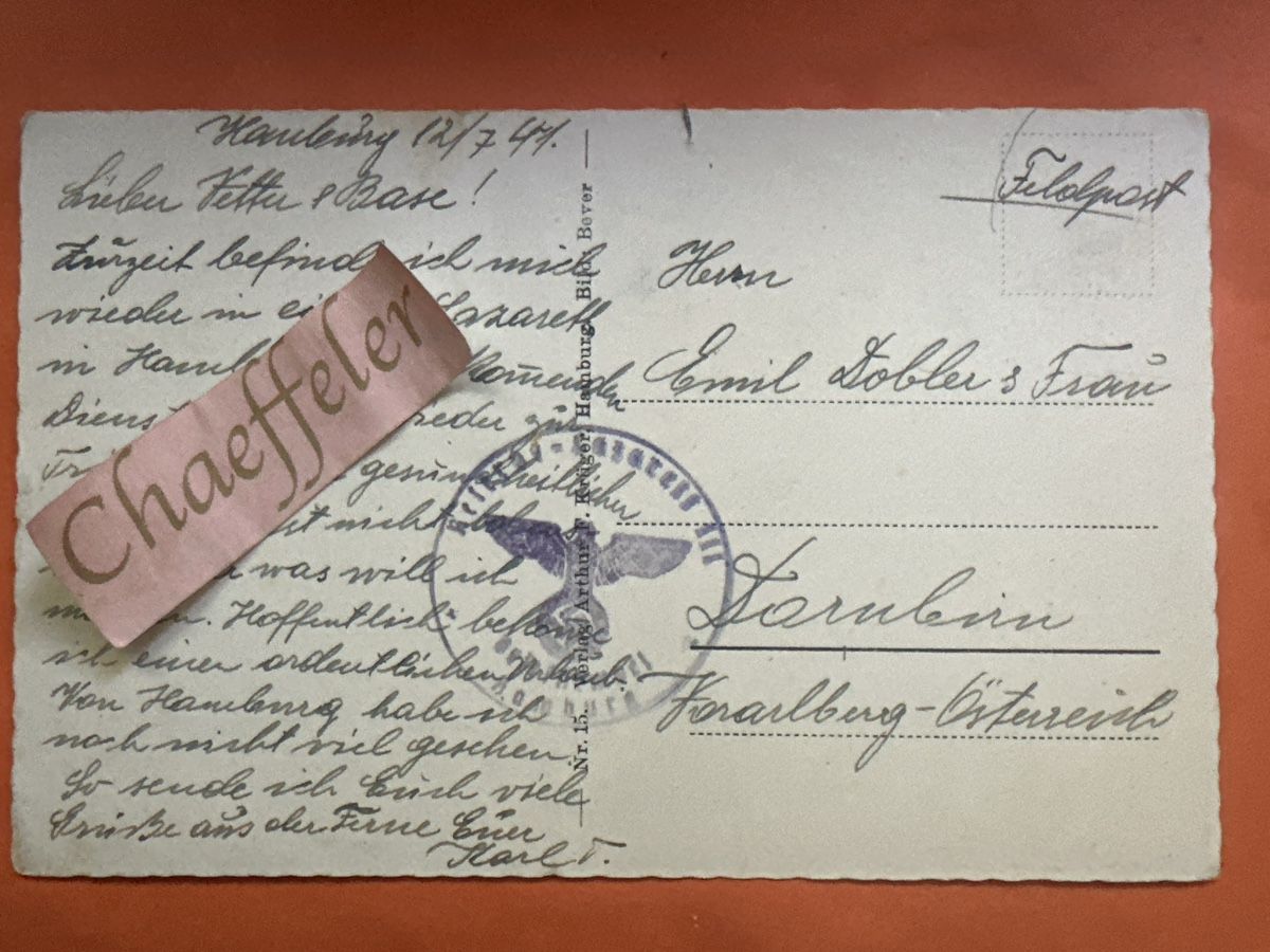 Cartoline postali: Alte Ansichtskarte 1944 Hamburg Adolf Hitler Platz Feldpost – Usato da Zürich venduto da Chaeffeler 1