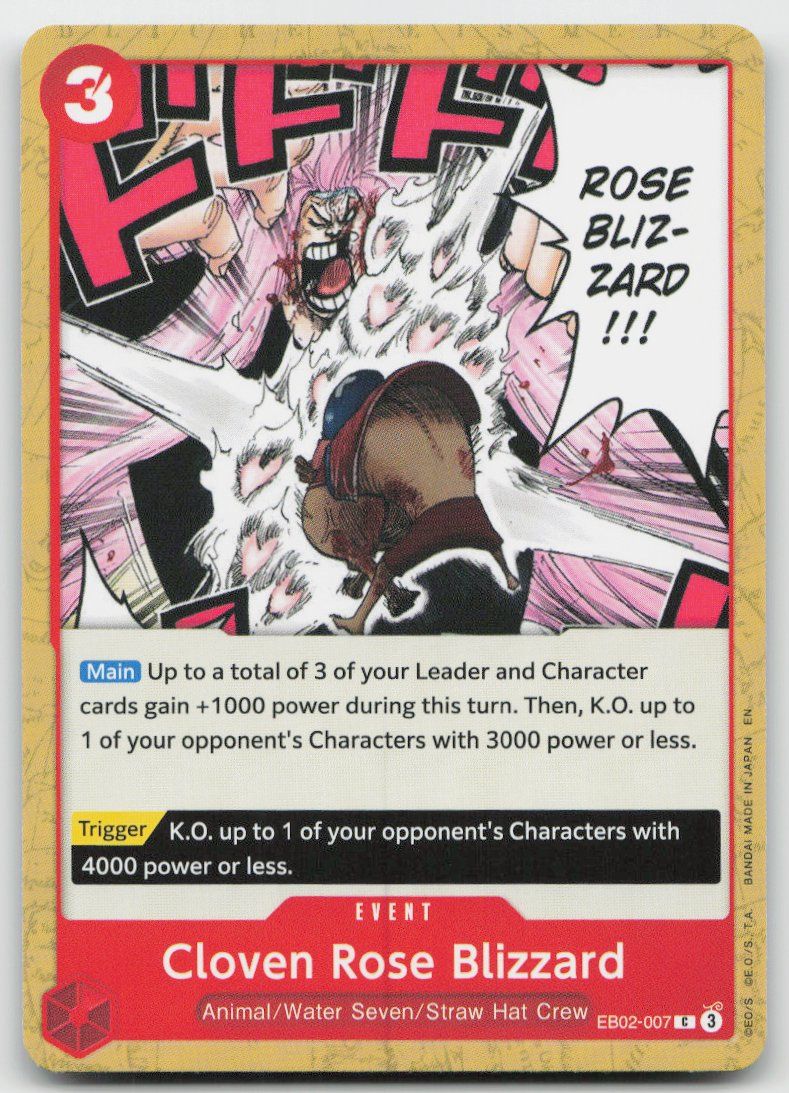 Bandai Sammelbilder & Trading cards: One Piece Cloven Rose Blizzard EB02-007 C – Gebraucht aus Lugano von VlaseCard