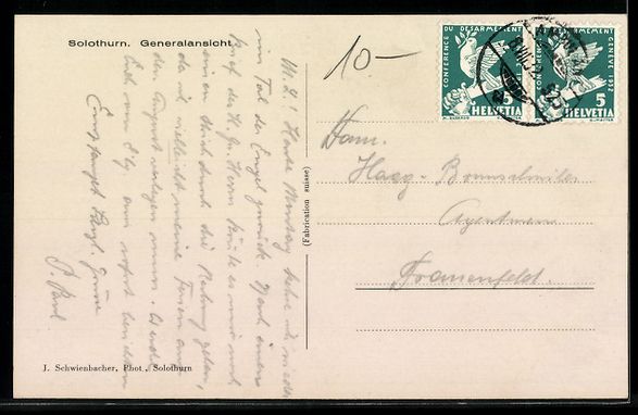 Cartes postales: AK Solothurn, Generalansicht – D'occasion à Berlin par bartko-reher 1