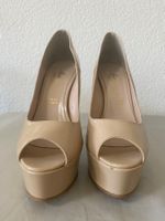 Escarpins cuir nude talons 13 cm plateforme