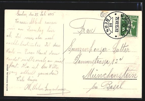 Cartes postales: Gunten, Hotel Hirschen, Eiger, Mönch un – D'occasion à Berlin par bartko-reher 1